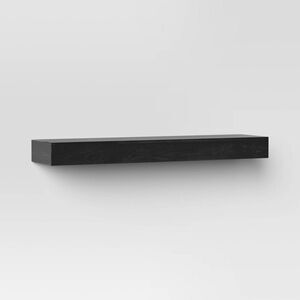 24" Floating Light Wood Shelf Black Threshold Wall Mount Storage Modern Decor